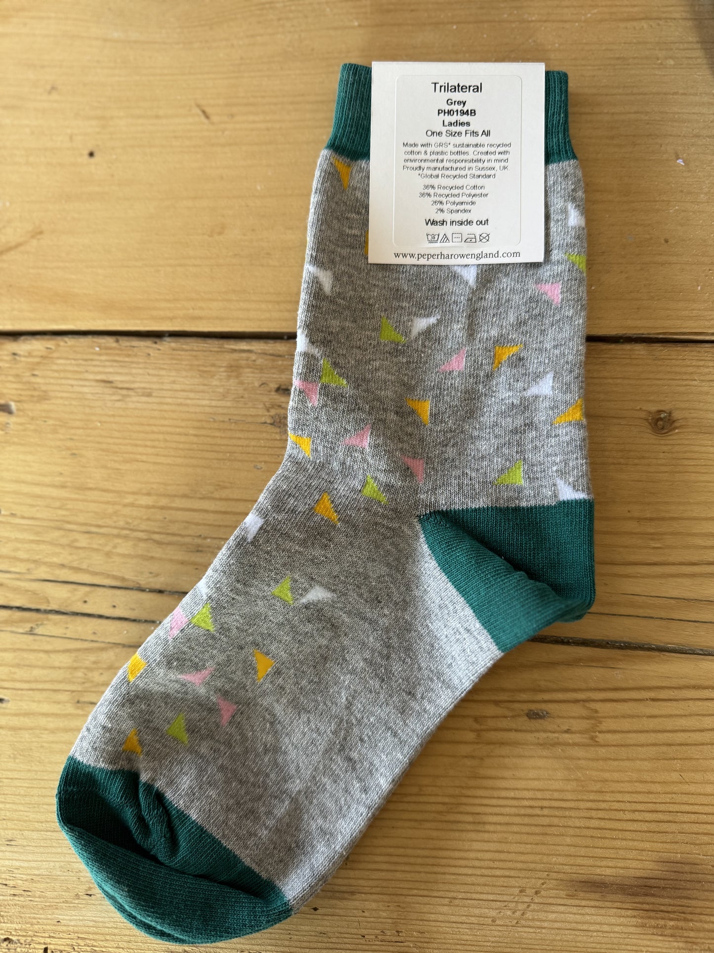 Ladies Recycled Cotton Socks Grey Trilateral