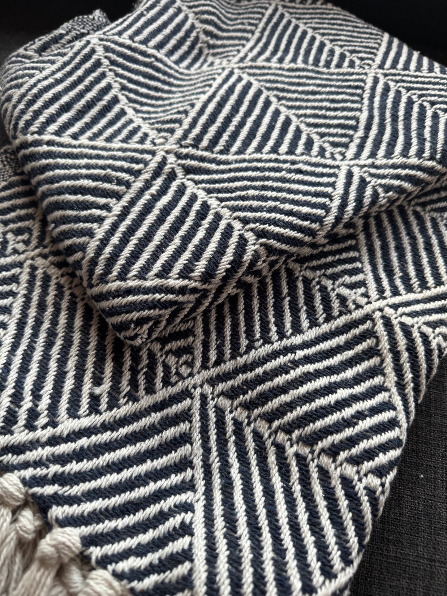 Recycled Cotton Blanket Navy Blue