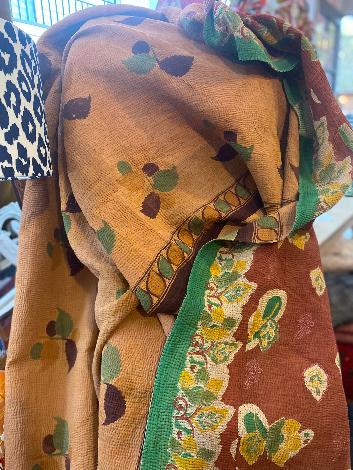 Vintage Cotton Sari Kantha Blanket