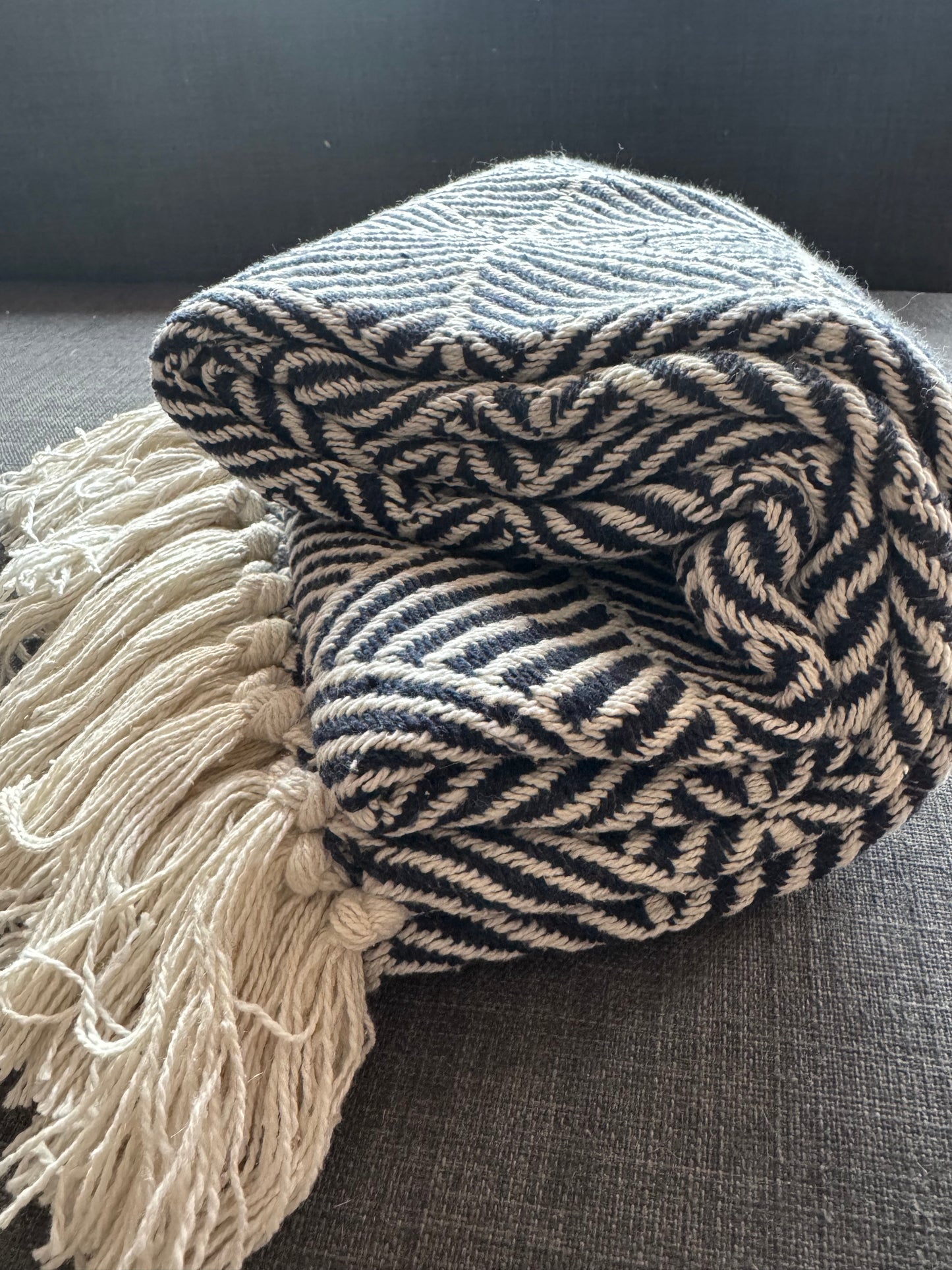 Recycled Cotton Blanket Navy Blue