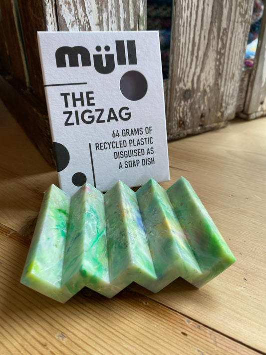 Recycled Plastic Zig Zag Soap Dish - Green