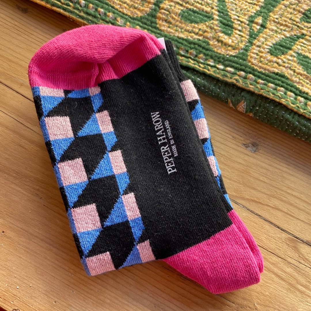 Ladies Recycled Cotton Socks Black Dimensional