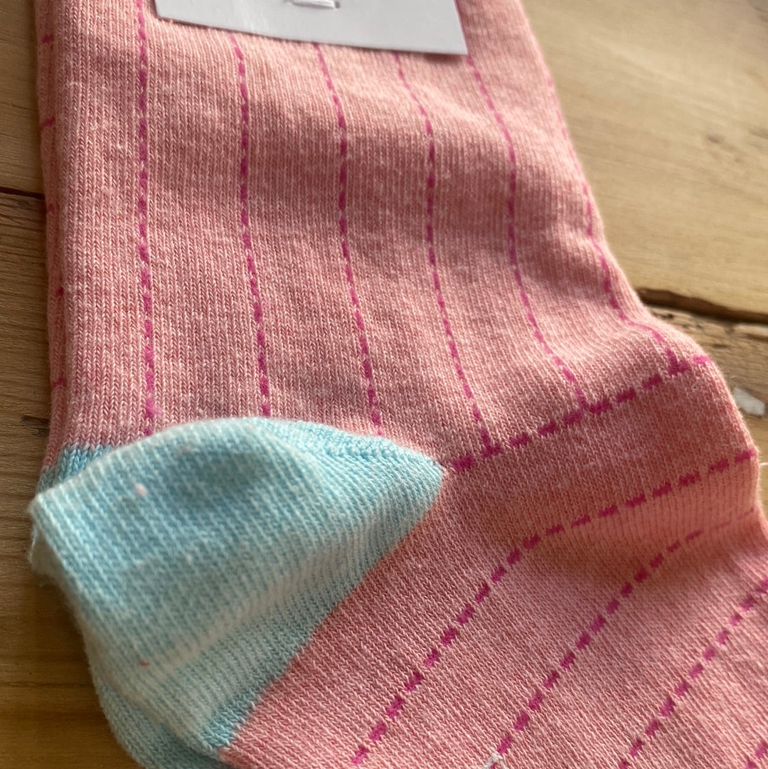 Ladies Recycled Cotton Socks Pink Dash