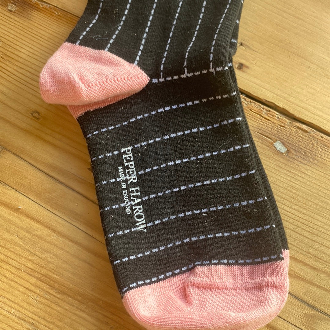 Ladies Recycled Cotton Socks Black Dash