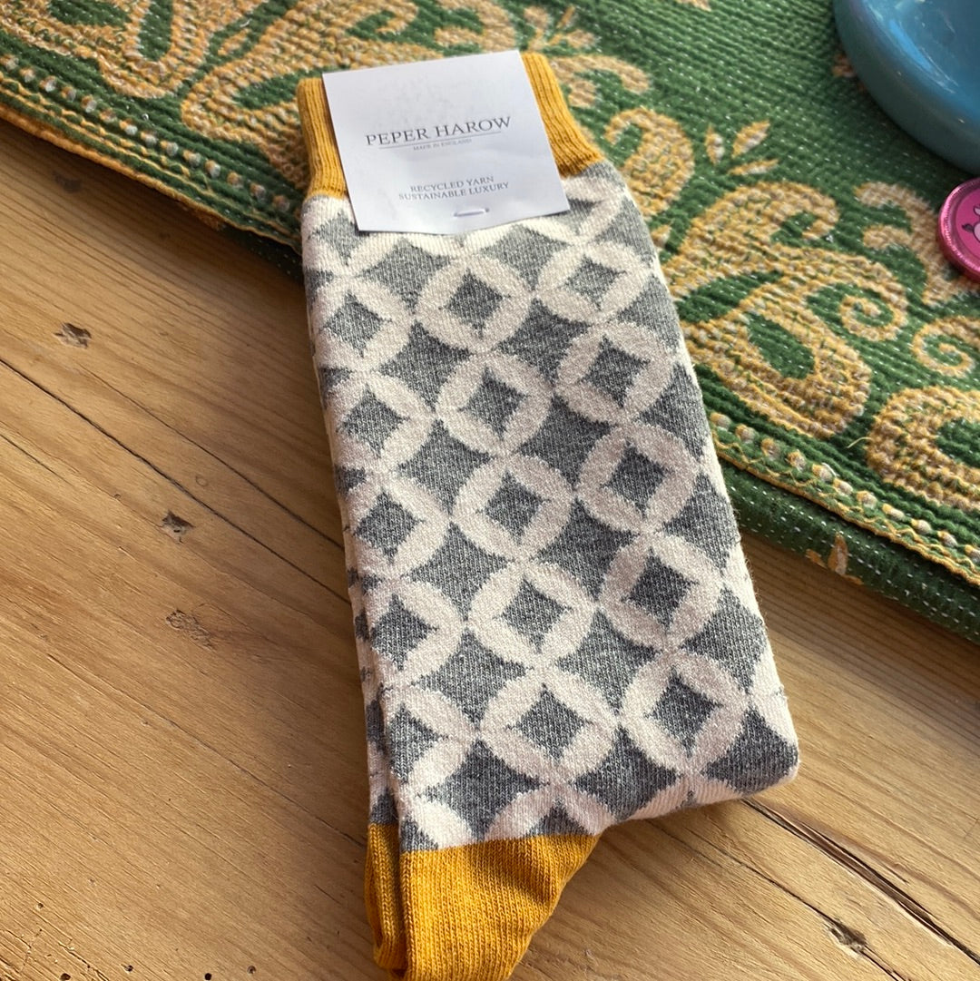 Men’s Recycled Cotton Socks Grey Mosaic