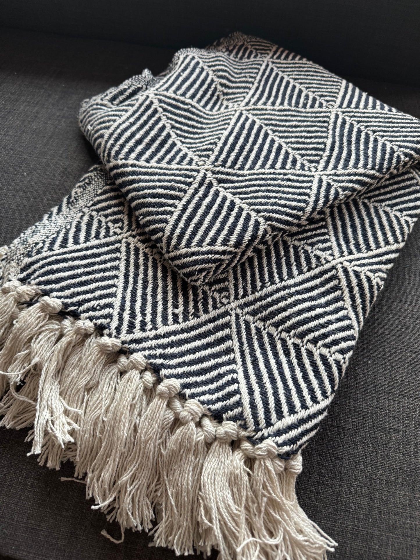 Recycled Cotton Blanket Navy Blue