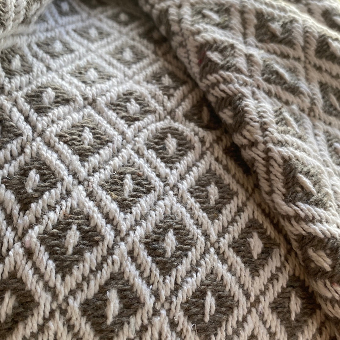 Recycled Cotton Blanket Taupe Diamond