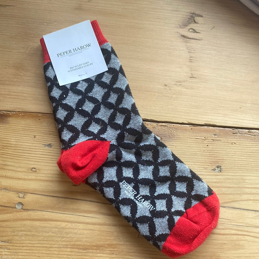 Ladies Recycled Cotton Socks Black Mosaic