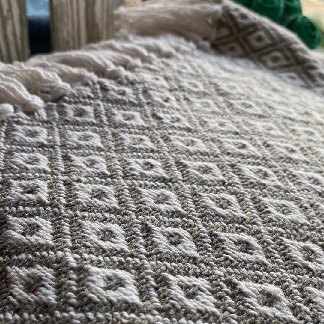 Recycled Cotton Blanket Taupe Diamond