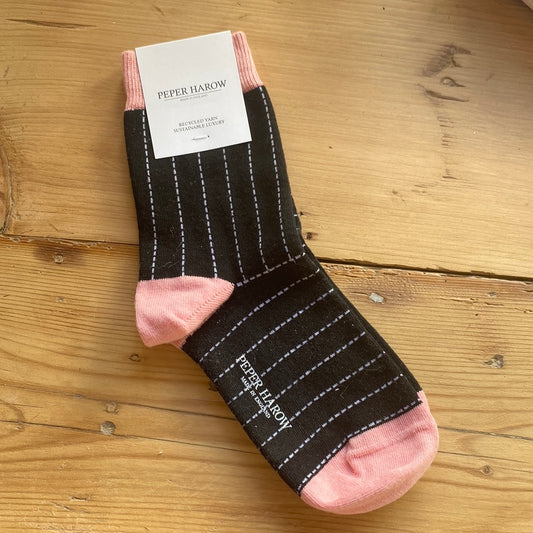 Ladies Recycled Cotton Socks Black Dash