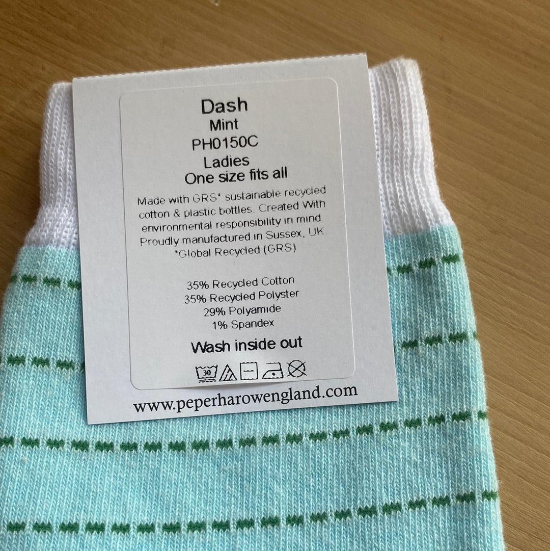 Ladies Recycled Cotton Socks Mint Dash