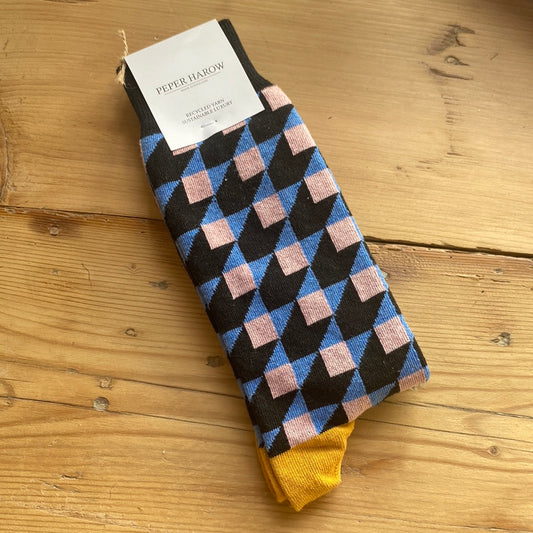 Men’s Recycled Cotton Socks Black Dimensional