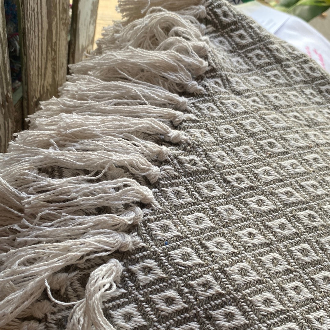 Recycled Cotton Blanket Taupe Diamond