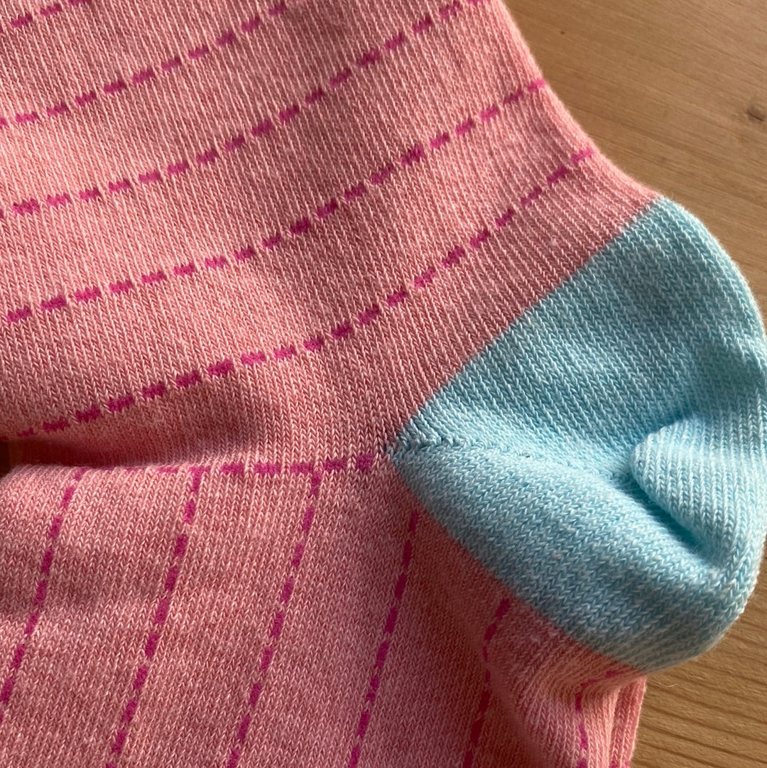 Ladies Recycled Cotton Socks Pink Dash