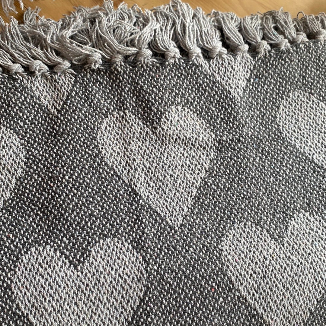 Recycled Cotton Blanket Grey Hearts