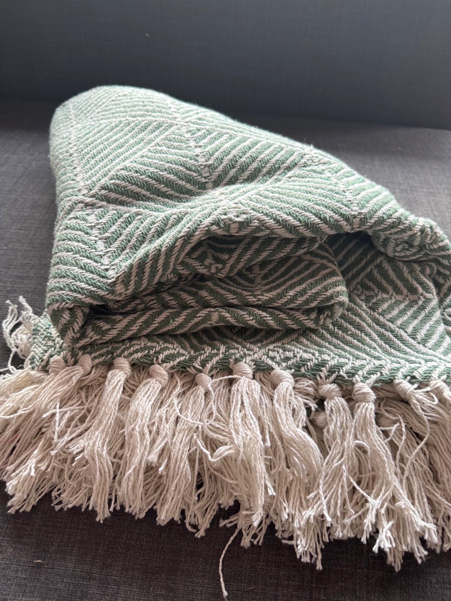 Recycled Cotton Blanket Sage Green