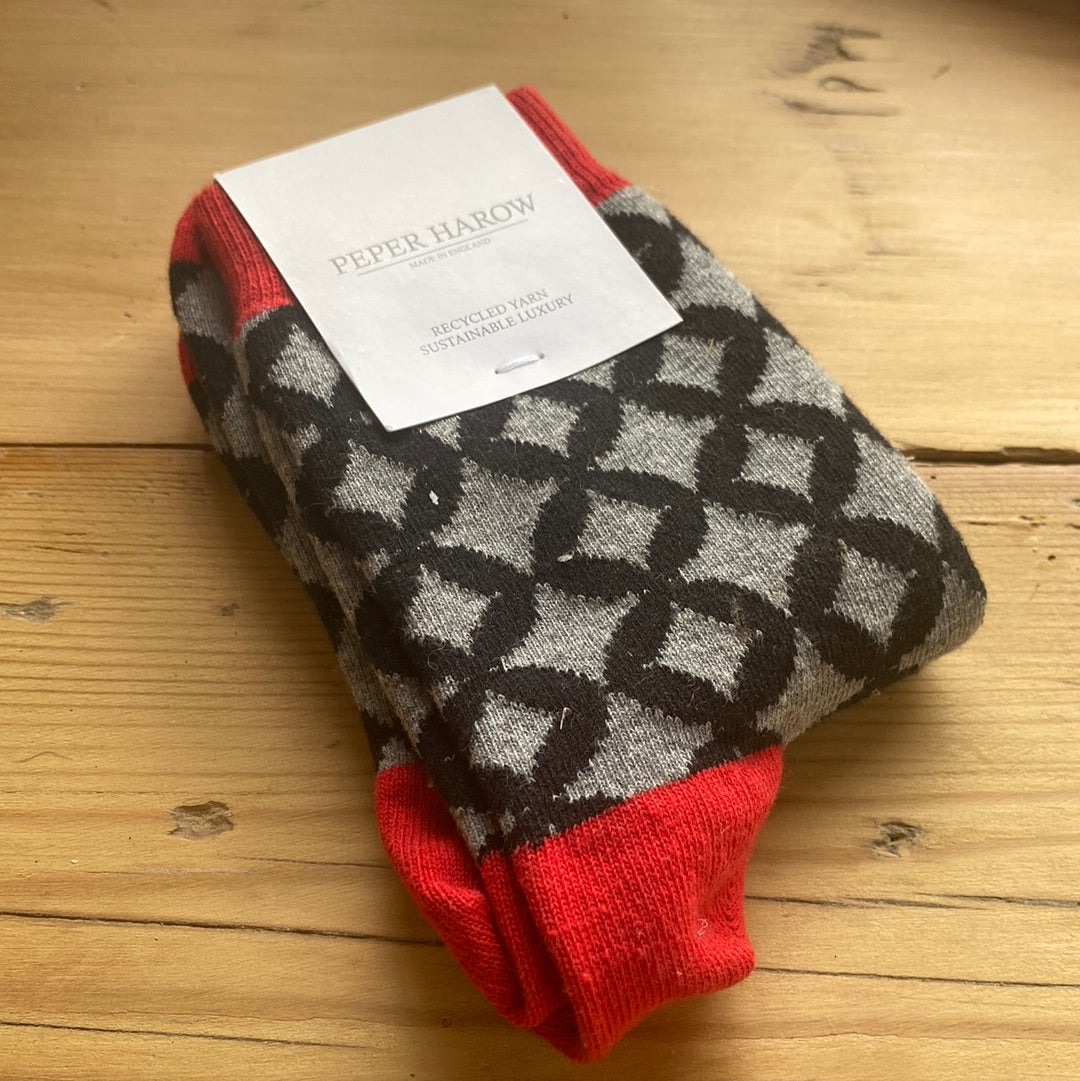 Ladies Recycled Cotton Socks Black Mosaic