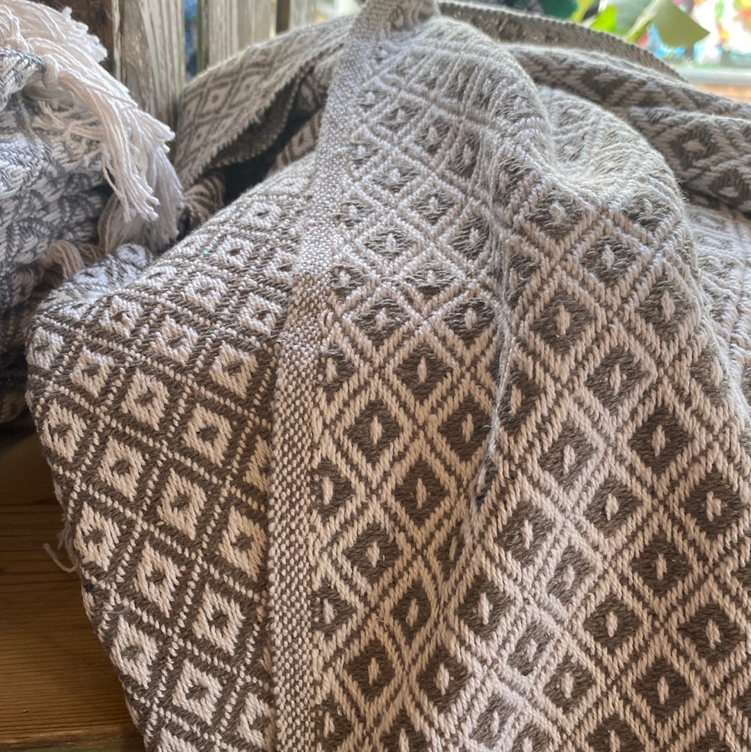 Recycled Cotton Blanket Taupe Diamond