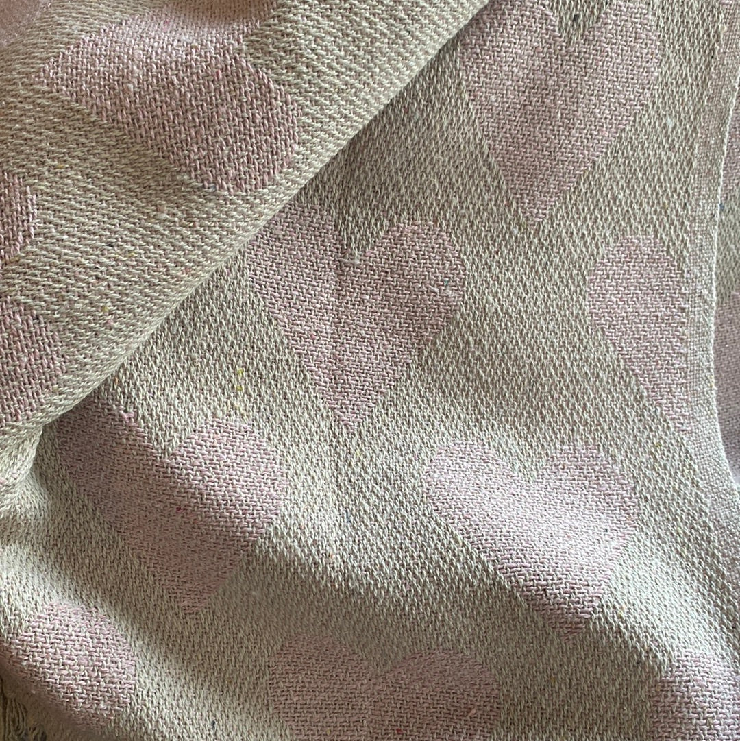 Recycled Cotton Blanket Pink & Cream Hearts