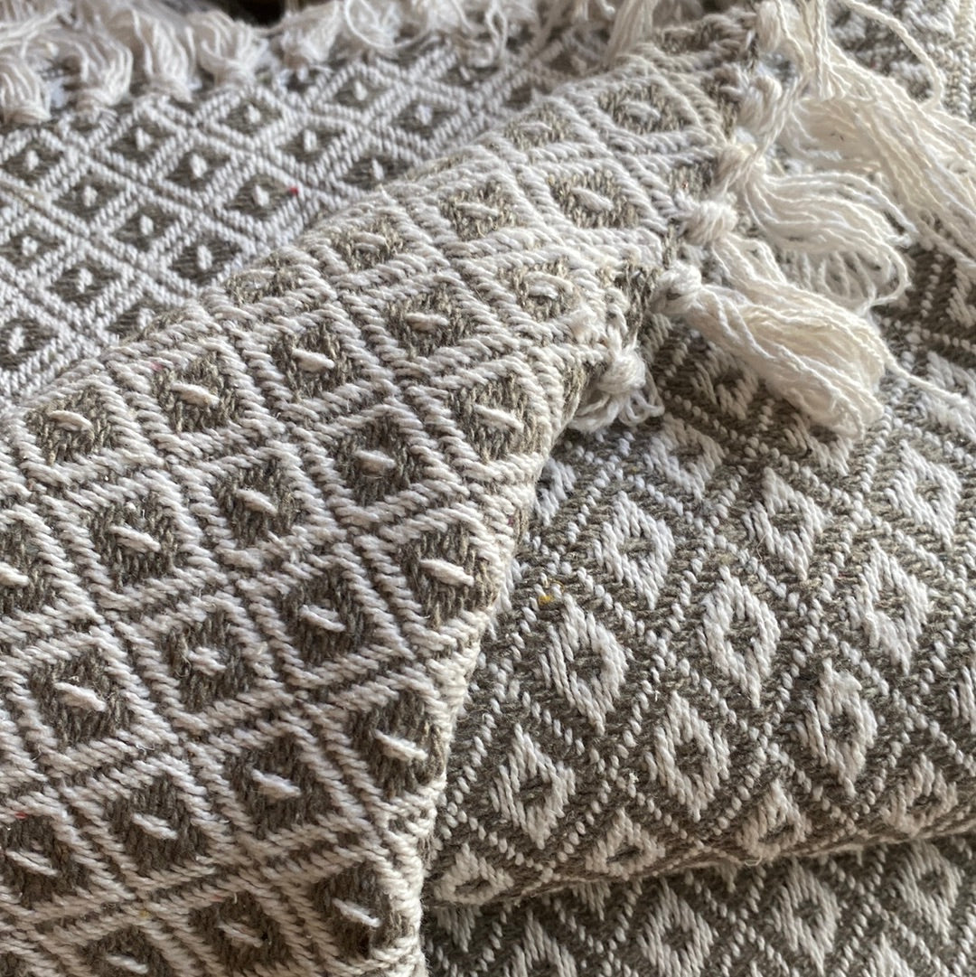 Recycled Cotton Blanket Taupe Diamond