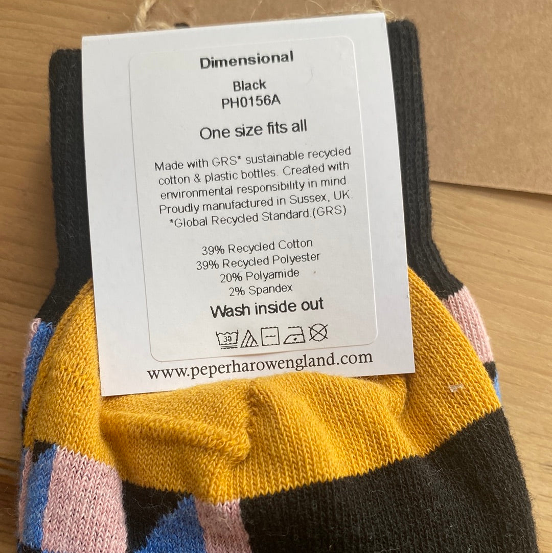 Men’s Recycled Cotton Socks Black Dimensional