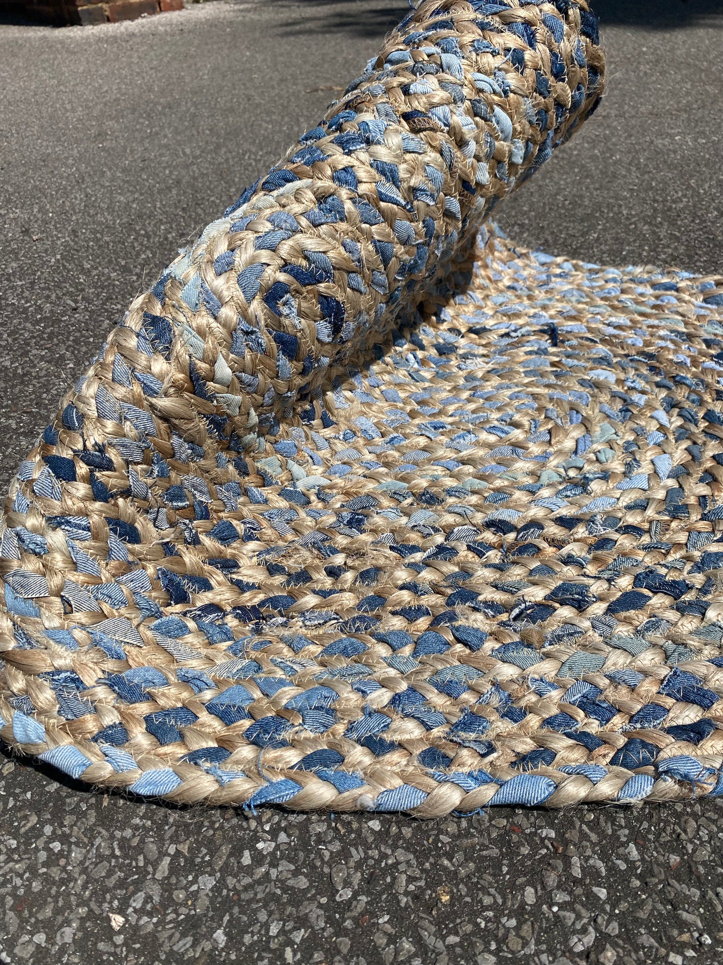 Recycled Denim Cotton and Jute Rug