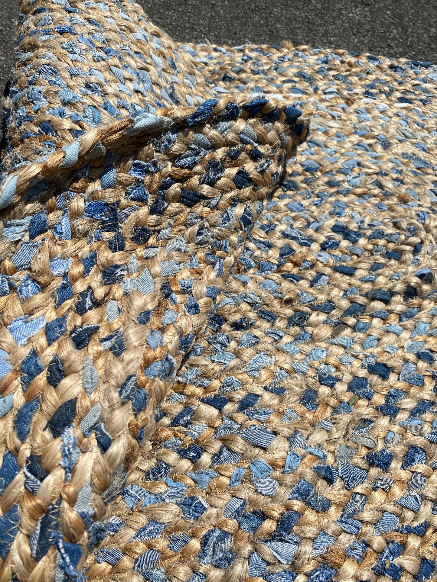 Recycled Denim Cotton and Jute Rug