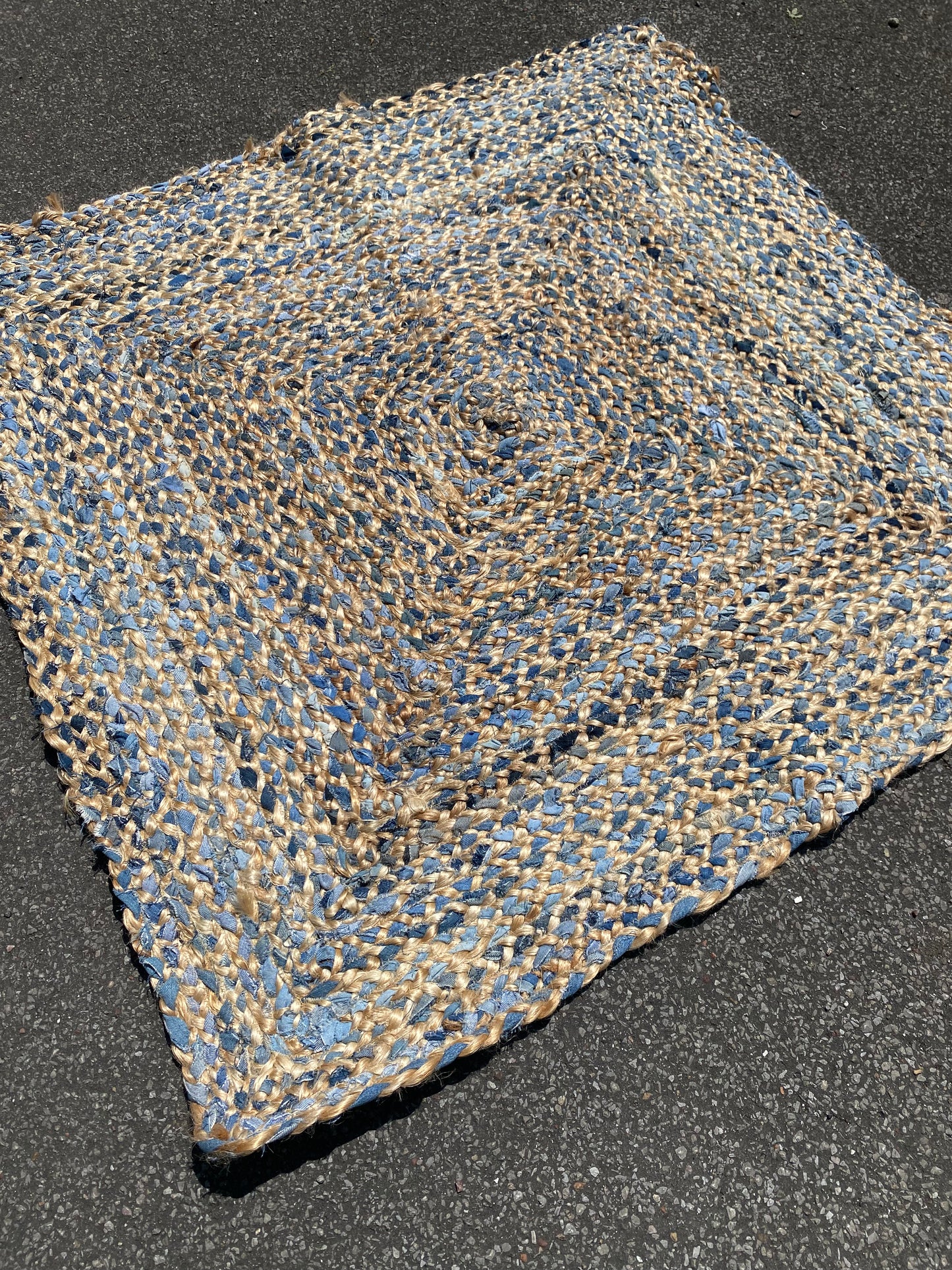 Recycled Denim Cotton and Jute Square Rug