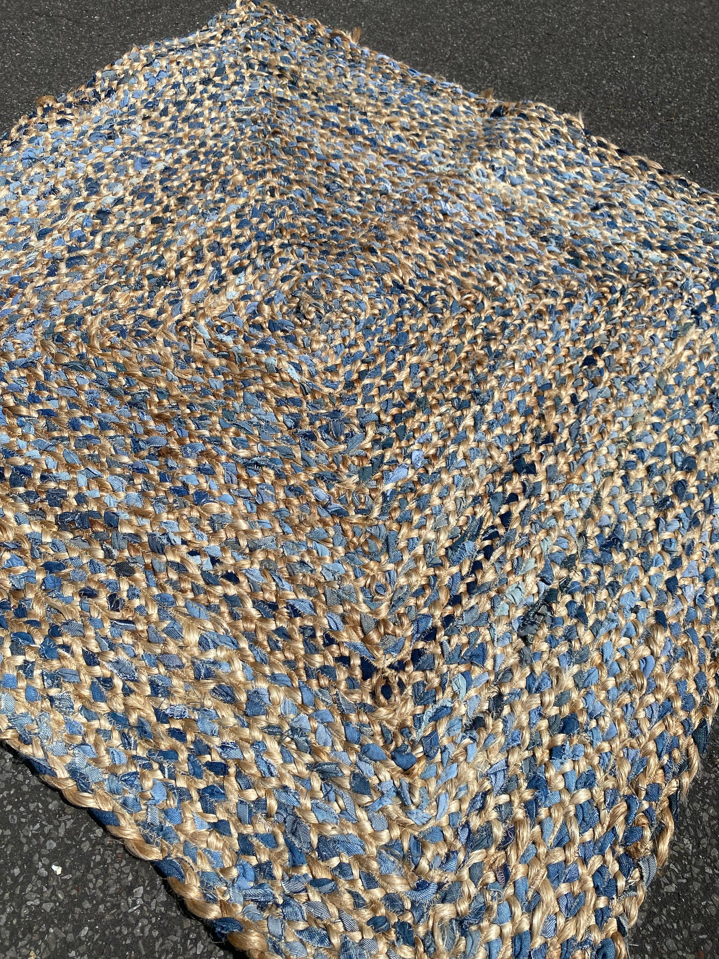 Recycled Denim Cotton and Jute Square Rug