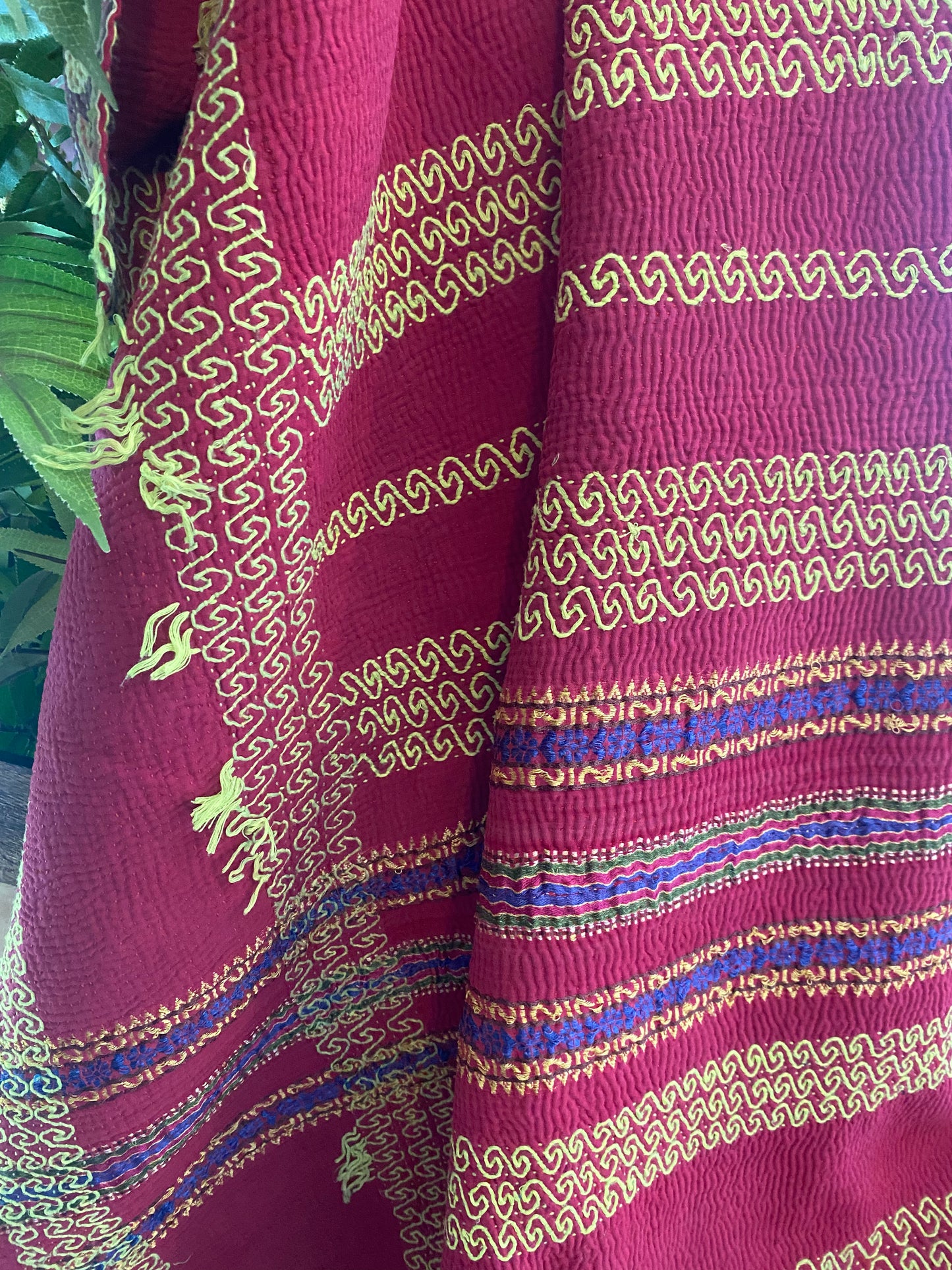 Vintage Cotton Sari Kantha Blanket