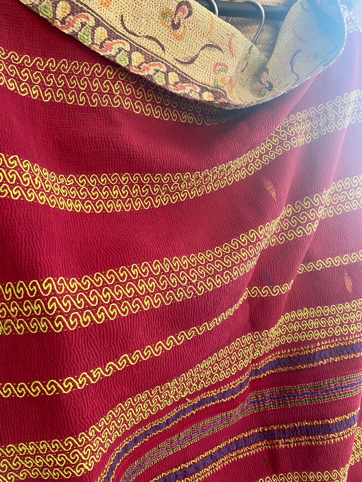 Vintage Cotton Sari Kantha Blanket