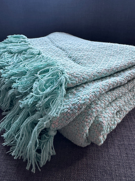 Recycled Cotton Blanket Light Blue