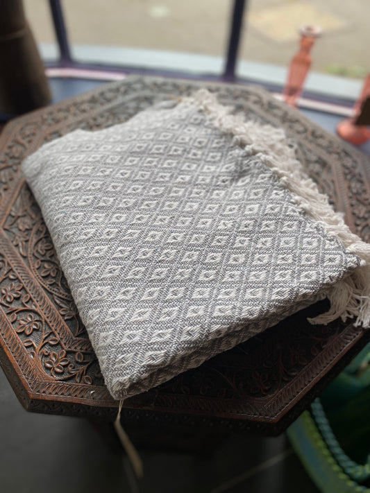 Recycled Cotton Blanket Grey Diamond