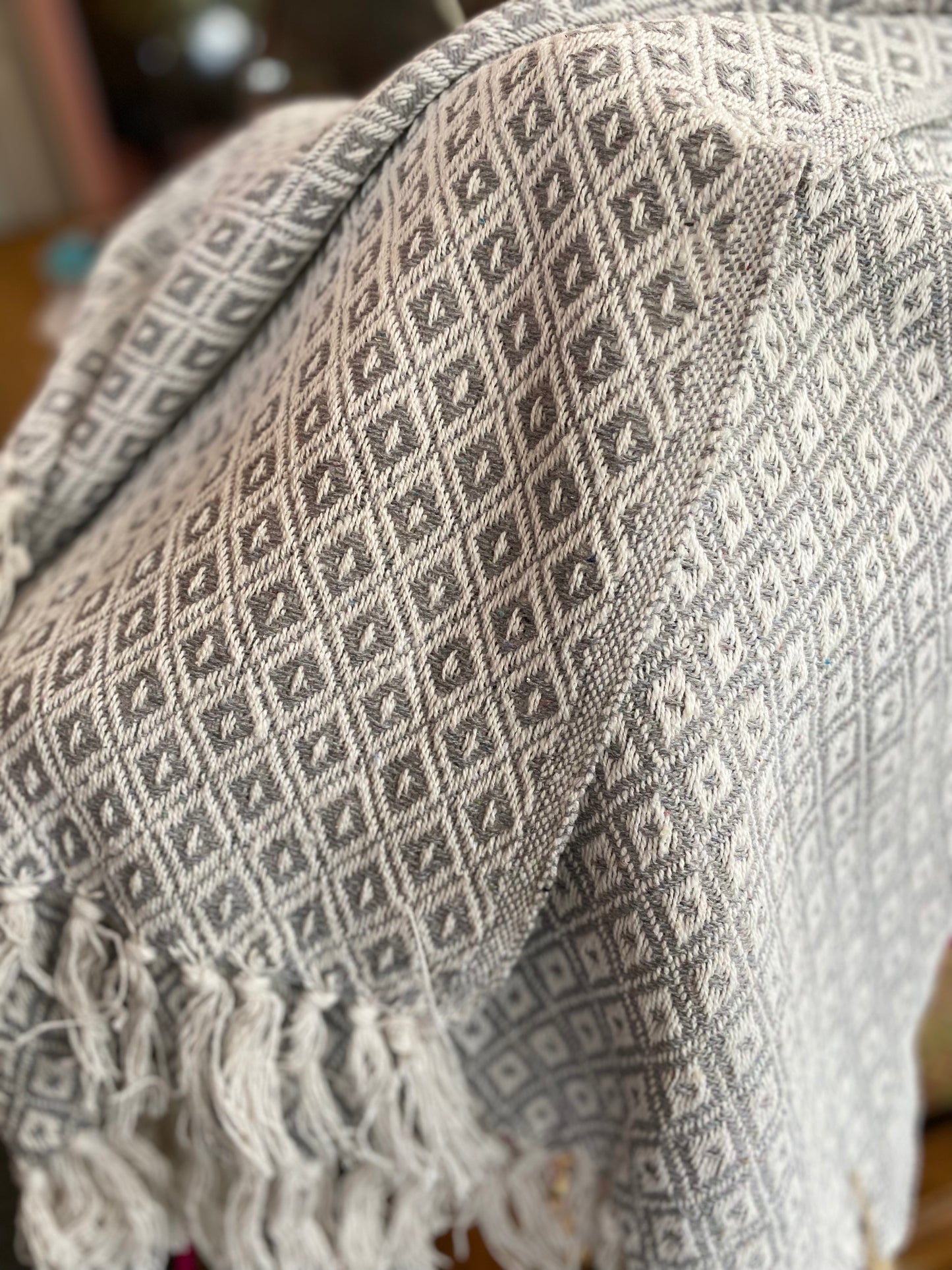 Recycled Cotton Blanket Grey Diamond