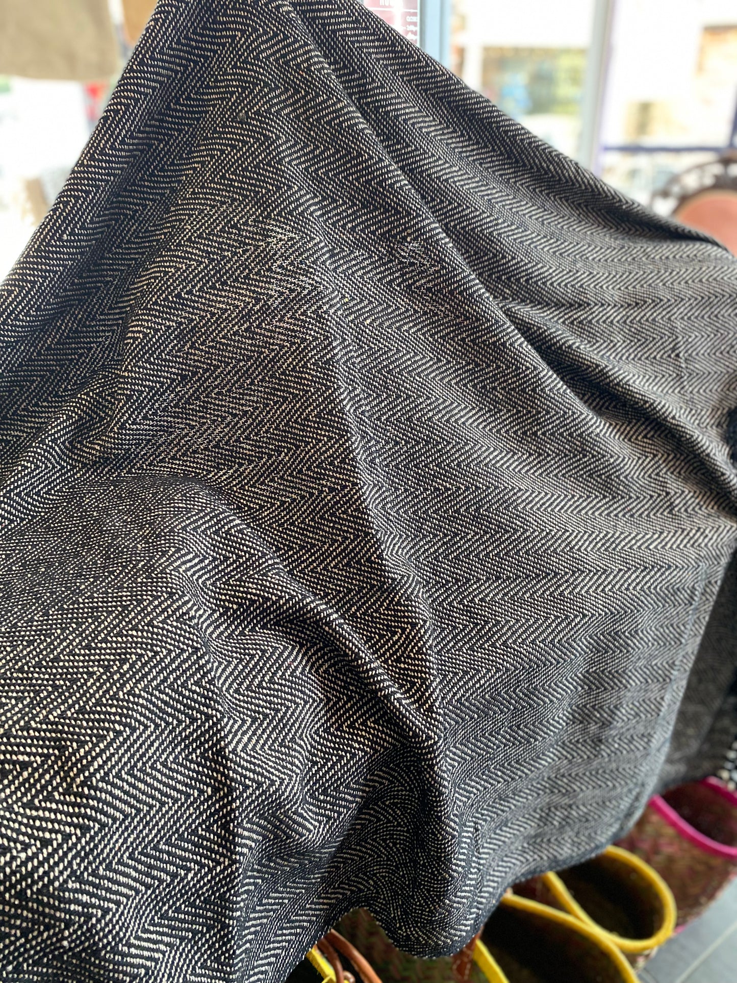 Recycled Cotton Blanket Black Herringbone