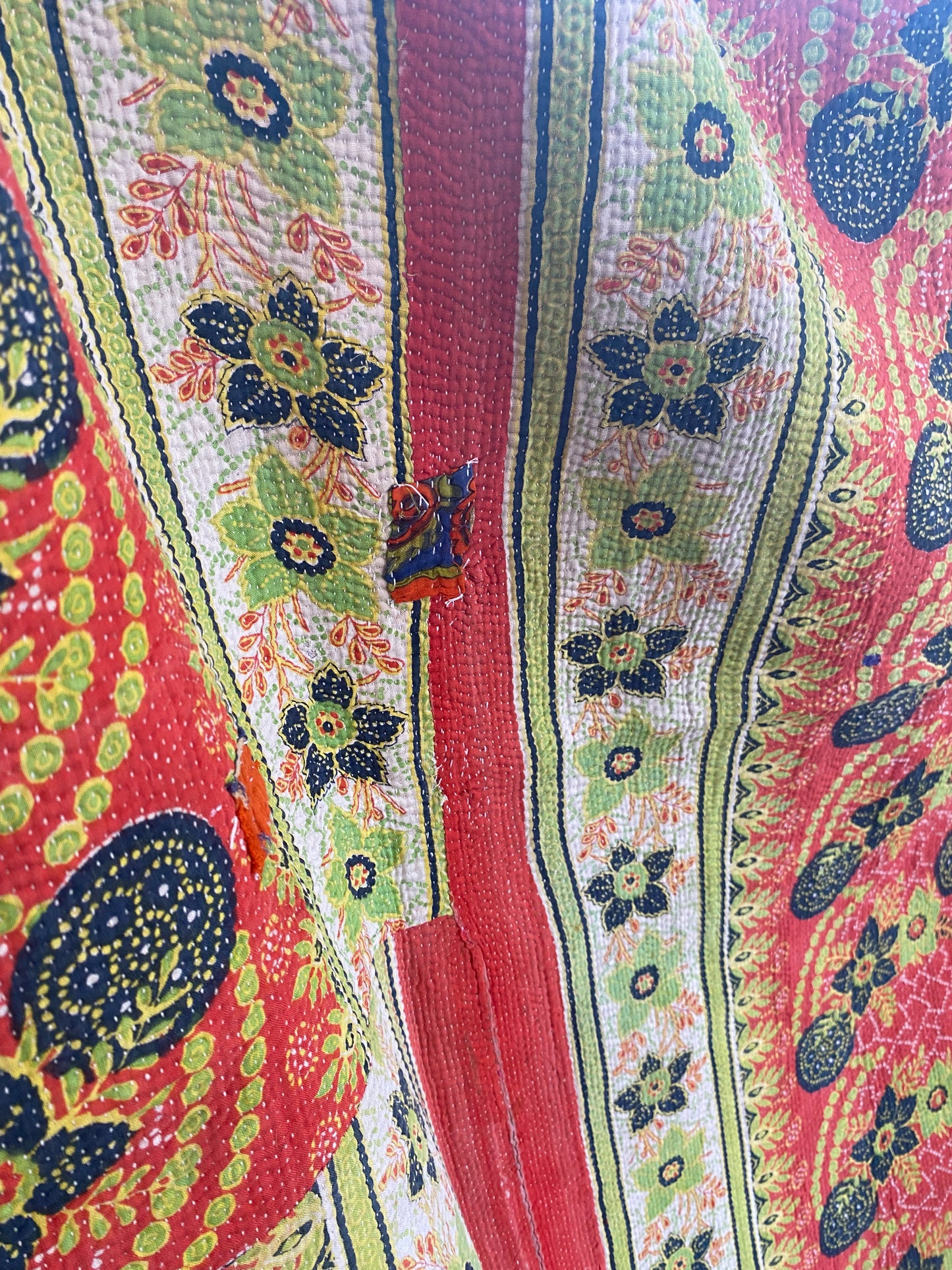 Vintage Cotton Sari Kantha Blanket